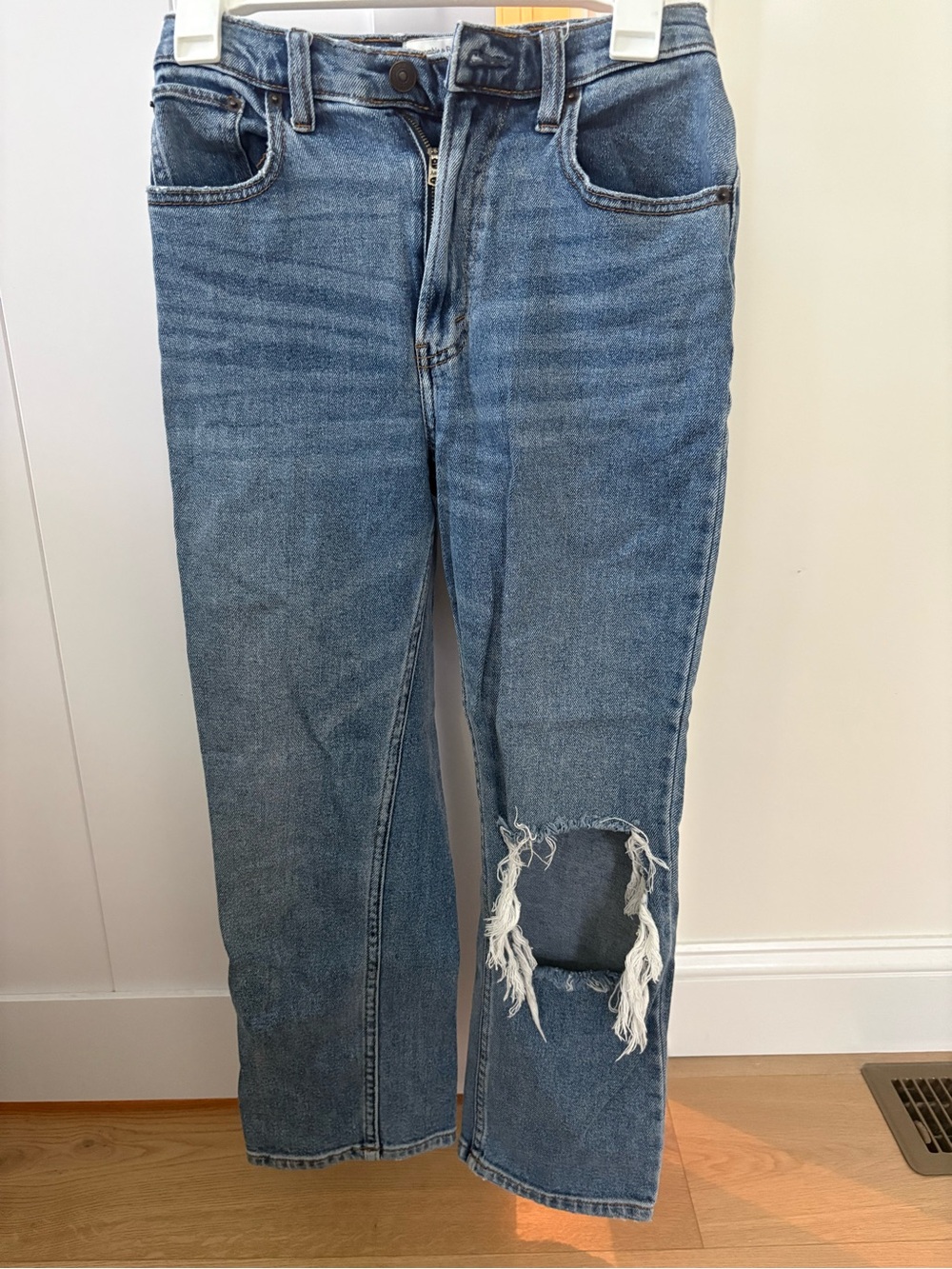 Abercrombie & Fitch Blue Denim Ankle Straight Ultra High Rise Jeans